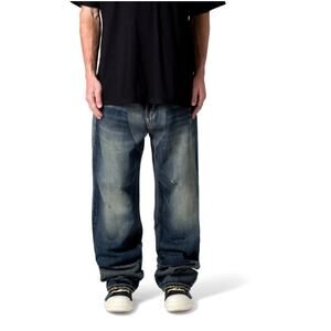 Mnml Men's Washed Light Blue Ultra Baggy Shadow Patch Denim Jeans Size 36